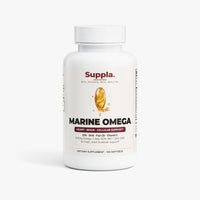 Suppla Marine Omega supplement bottle, front packshot
