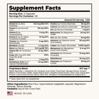 Brain & Focus Supplement Facts panel