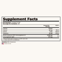 Colostrum Powder Supplement Facts panel