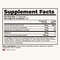 Melatonin Sleep Supplement Facts panel