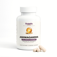 Suppla Ashwagandha, Full-Strength Adaptogen, Stress Mood and Calm Support, 60 capsules bottle