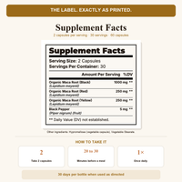 Suppla Maca Max Supplement Facts and suggested use