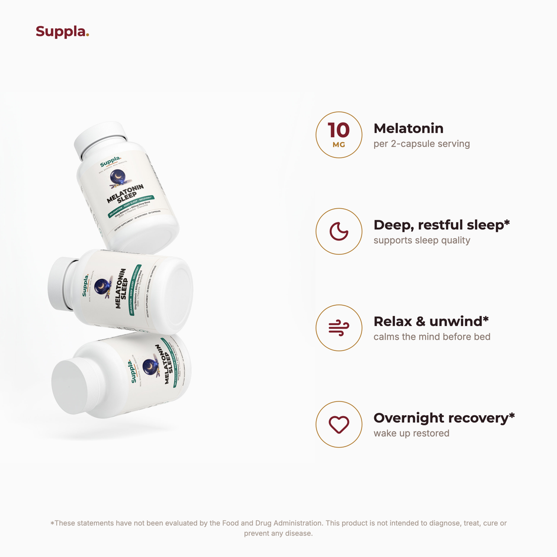 Suppla Melatonin Sleep key benefits and dose