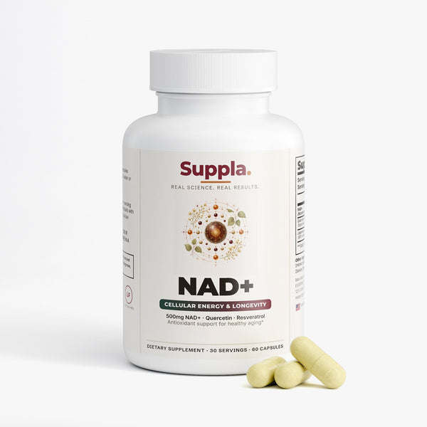 Suppla NAD+ Cellular Energy & Longevity supplement bottle