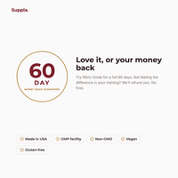 Suppla Nitric Oxide 60-day money-back guarantee and quality badges