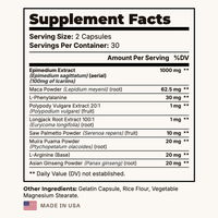 Primal Vitality Supplement Facts panel