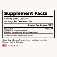 Suppla Resveratrol Supplement Facts